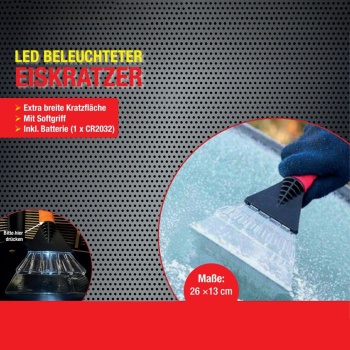 Preview: Auto-Eiskratzer mit LED-Licht & ergonomischem Softgriff: Praktischer Scheibenkratzer für Auto & Pkw, Handlicher Eisschaber für den Winter