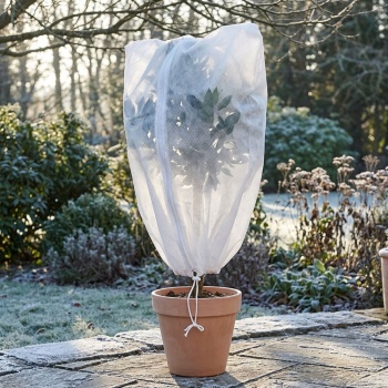 Winterschutz-Vlieshaube mit Reissverschluss & Kordelzug für Pflanzen (80 x 120 cm, Ø 50 cm) – der perfekte Kälteschutz für Topfpflanzen