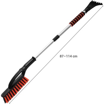 Preview: Auto Eiskratzer mit Schneebesen, Teleskopstiel 87-114cm - Eisschaber für Auto SUV LKW - Schneebesen Auto mit Softgriff & Aluminium-Schaft