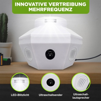 Preview: Ultraschall Tiervertreiber 360°: Effektiv gegen Mäuse, Ratten, Marder & Siebenschläfer - Universell für Dachboden, Keller & Innenräume