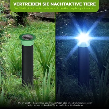 Preview: 2er-Set Effektiver Tiervertreiber Erdspiess gegen Wühlmäuse, Maulwürfe, Ameisen, Schlangen & Wildtiere - Schutz für Garten & Rasen
