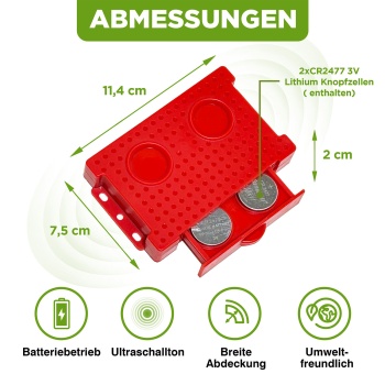Preview: Mobiler Marderschreck – Effektiver Ultraschall-Mardervertreiber mit Batterie für Auto, Dachboden und Garage gegen Marder und Mäuse