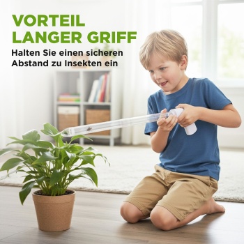 Preview: Elektrischer Insekten- und Spinnensauger mit Teleskopstiel und LED-Lebendfalle, wiederaufladbar - für eine schonende hygienische Entfernung
