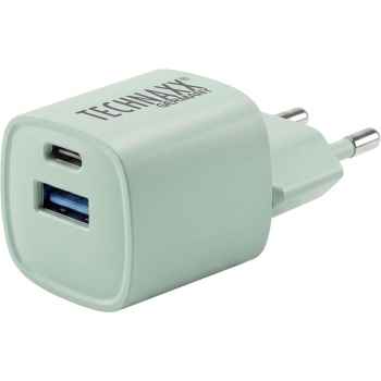 Preview: 2er-Set 30W GaN Mini Schnellladegerät: 6-mal schnelleres Laden, USB C & A Netzteil - Leistungsstarkes kompaktes Ladegerät, Grün