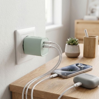 Preview: 2er-Set 30W GaN Mini Schnellladegerät: 6-mal schnelleres Laden, USB C & A Netzteil - Leistungsstarkes kompaktes Ladegerät, Grün
