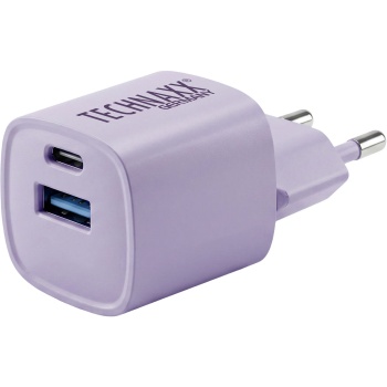 Preview: 2er-Set 30W GaN Mini Schnellladegerät: 6-mal schnelleres Laden, USB C & A Netzteil - Leistungsstarkes kompaktes Ladegerät, Lila