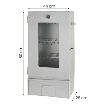 Preview: Räucherofen mit Sichtfenster & Thermometer – 3 Etagen Räuchertonne & Räucherschrank für Fisch & Fleisch, inkl. 12 S-Haken & Rost-Set