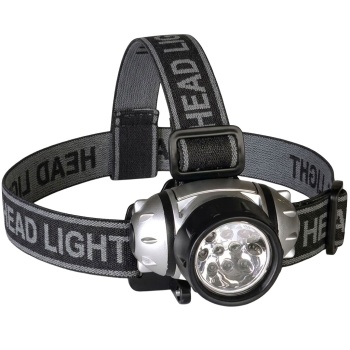 LED Kopflampe mit 10 LEDs, Stirnlampe ultrahell, Kopfband und Neigung verstellbar, wasserabweisend, Ein-/Ausschalter, inkl. 3x AAA