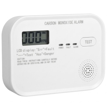 Kohlenmonoxid-Warnmelder mit LCD-Display, CO-Melder nach EN 50291-1, 85 dB Alarm, Sensor-Lebensdauer 10 Jahre, inkl. 3x AA & Wandhalterung