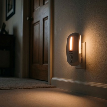 Preview: LED-Sensorlicht, Nachtlicht mit Bewegungsmelder und Dämmerungssensor, 7 LEDs, PIR bis 2,5 m, 230 V - für Innenräume, weiss