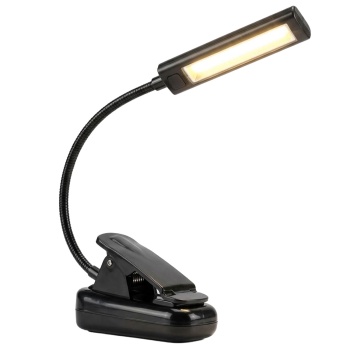 Multifunktionale COB-Leselampe 3 W, dimmbar: Batterie oder Micro-USB, mit Standfuss & Krokodilklemme, inkl. 3x AAA Batterien, Schwarz