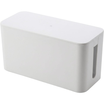 Kabelmanagement Box L für 6-fach Steckdosenleisten, Kabelbox zum Verstecken von Steckdosenleiste und Netzteilen, weiss, kompakt