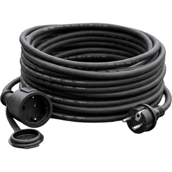 Verlängerungskabel für den Aussenbereich 10 m, H05RR-F 3G 1,5 mm², IP44, Schuko-Kupplung mit Verschlusskappe, Stromkabel max. 3500 W