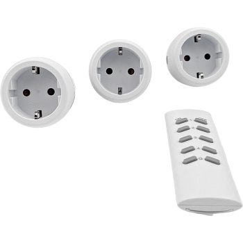 Funksteckdosen-Set 4-teilig, ferngesteuerte Netzsteckdosen mit manuellem Schalter und LED, 4-Kanal-Handsender 433,92 MHz, 3680 W