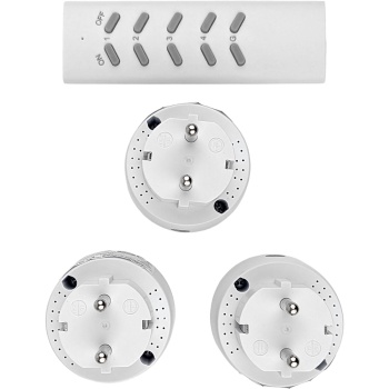 Preview: Funksteckdosen-Set 4-teilig, ferngesteuerte Netzsteckdosen mit manuellem Schalter und LED, 4-Kanal-Handsender 433,92 MHz, 3680 W