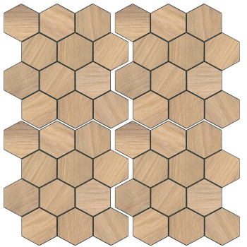 Preview: Fliesenaufkleber Selbstklebend, Hexagon Holzoptik - 4 Stück, 25x23,2 cm SPC Wandfliesen Wasserfest - Fliesen Küche Bad Wand