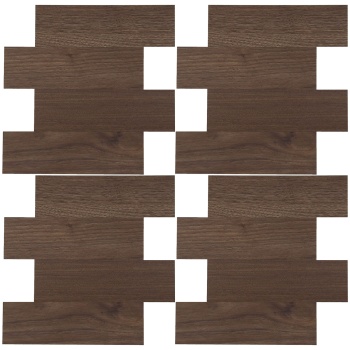 Preview: Fliesenaufkleber Selbstklebend, dunkle Holzmaserung - 4 Stück, 25x25 cm SPC Wandfliesen Wasserfest - Fliesen Küche Bad Wand