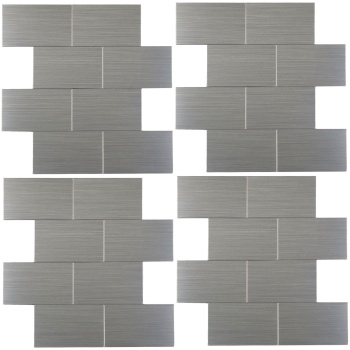 Preview: Fliesenaufkleber Selbstklebend, Chrome - 4 Stück, 25x25 cm SPC Wandfliesen Wasserfest - Fliesen Küche Bad Wand