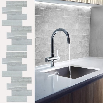 Fliesenaufkleber Selbstklebend, stein-grau - 4 Stück, 25x25 cm SPC Wandfliesen Wasserfest - Fliesen Küche Bad Wand