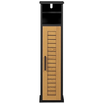 Preview: Toilettenpapier Schrank 75x18x18 cm aus MDF in Schwarz: Schmaler Badschrank & WC Papier Halter stehend für die Nische zur Aufbewahrung