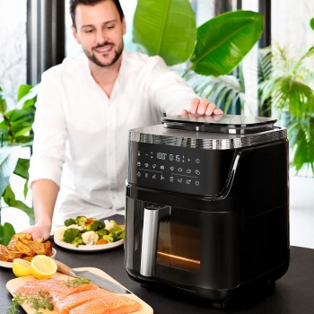 Preview: Dampf-Heissluftfritteuse mit 7-Liter-Behälter, 3-in-1 Multifunktionsgerät für Heissluftgaren, Dampfgaren & Kombigaren mit Selbstreinigung