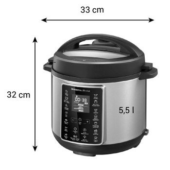 Preview: Elektrischer Multi-Schnellkochtopf 5,5L mit Druck & Spezialprogrammen, 14-in-1 Multifunktionstopf mit Rezeptheft & Zubehör, 5.5 Litern