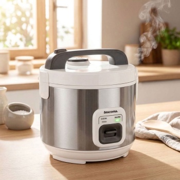 Profi Reiskocher 2 Liter mit Warmhaltefunktion & Dampfschale Einsatz - Kompakter Dampfgarer für Reis, Gemüse, Fisch & Fleisch