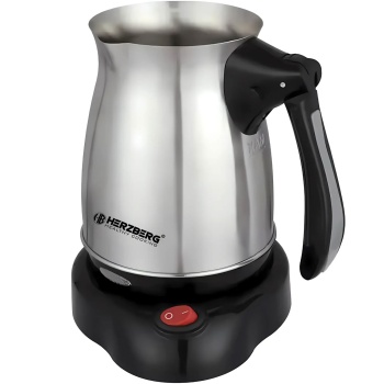Preview: Elektrische türkische Kaffeemaschine 600 W, 0,5 L Mokkakanne aus Edelstahl, 360° Sockel, klappbarer Griff, Abschaltautomatik, Cezve elektrisch
