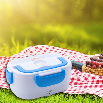 Preview: Elektrische Lunchbox 1,5 L mit 2 Fächern & Edelstahleinsatz, 3-in-1 für Steckdose, Auto 12 V & LKW 24 V, Speisewärmer tragbar mit Tasche