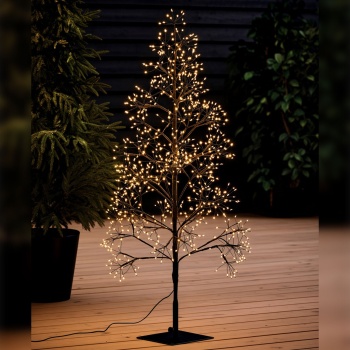 Preview: Deko Lichterbaum 120 cm mit 850 LEDs: funkelnder Weihnachtsbaum in Goldwarmweiss mit Timer & IP44 für Garten, Balkon & Innenbereich