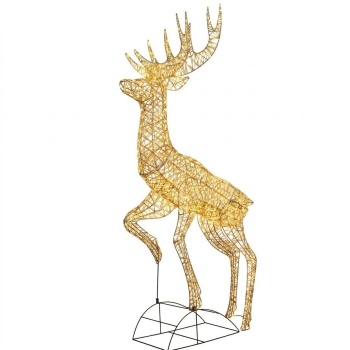 Preview: LED Metall Deko Rentier warmweiss: grosse LED Figur mit Timer für Gartendekoration, Weihnachtsdeko, Einkaufszentren & Events, IP44, 220cm