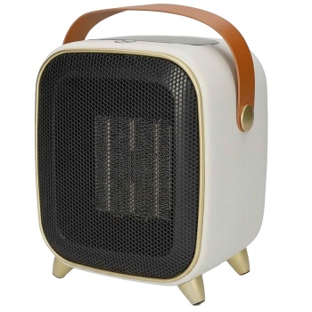 Preview: Heizlüfter Keramik 1200 W im Retro Design, leiser PTC Heizlüfter mit Thermostat, Timer, LED Display und Gebläsestufe für Räume bis 12 m²