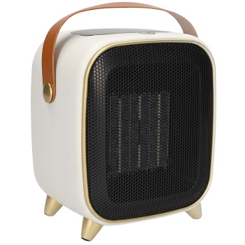 Preview: Heizlüfter Keramik 1200 W im Retro Design, leiser PTC Heizlüfter mit Thermostat, Timer, LED Display und Gebläsestufe für Räume bis 12 m²