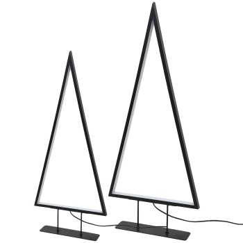 Preview: 2er-Set moderne LED Deko-Tannenbaum-Leuchten in Schwarz, warmweisses Licht, 120 & 177 LEDs, elegante Tischlampen für die Fensterbank
