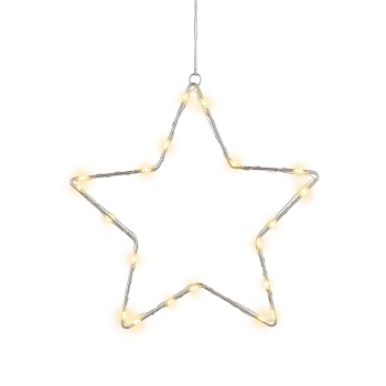 Preview: Stimmungsvoller LED Metallstern Ø15 cm mit Saugnapf fürs Fenster, 10 warmweisse Lichter, Timer & Batterriebetrieb, Weihnachtsdeko