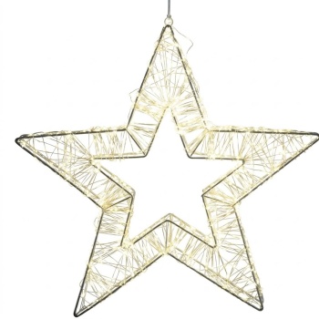 Preview: LED Weihnachtsstern 50 cm mit 860 LEDs warmweiss, Drahtgeflecht Stern mit Timer, IP44 für innen & aussen, 5 m Zuleitung, Weihnachtsbeleuchtung
