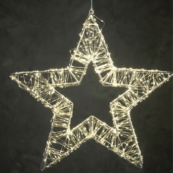 Preview: LED Weihnachtsstern 50 cm mit 860 LEDs warmweiss, Drahtgeflecht Stern mit Timer, IP44 für innen & aussen, 5 m Zuleitung, Weihnachtsbeleuchtung
