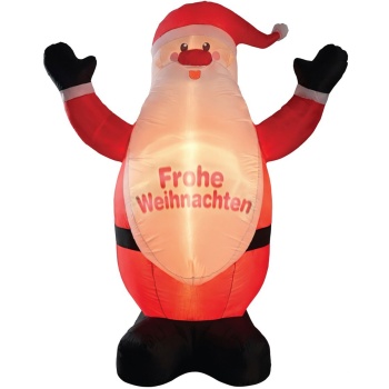 Preview: Aufblasbarer Weihnachtsmann mit LED 200 cm, eingebautes Gebläse, Frohe Weihnachten Schriftzug, IP44, Nikolaus Outdoor Deko 