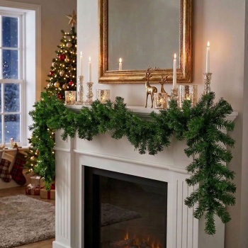 Tannengirlande grün 180 x 30 cm – dekorative Weihnachtsgirlande für Kaminsims, Treppengeländer, Türrahmen, Fensterbank und festliche Tischdeko