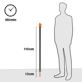 Preview: Wachsfackeln XXL 110 cm 5er-Set mit Holzgriff und Tropfschutz, Partyfackeln ca. 3 Std. Brenndauer, Handfackeln für Fackelumzug und Gartenfest