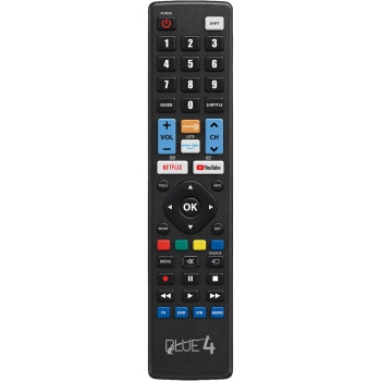 Preview: Universale Fernbedienung für Audio & Smart TV: Universalfenbedienung für 4 Geräte per App programmierbar, Ersatzfernbedienung für Fernseher & Audio