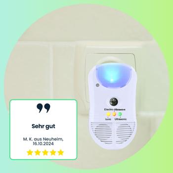 Preview: 3in1 Ultraschall Insektenvertreiber mit Ionen Luftreiniger und PIR Sensor Nachtlicht, praktisch für die Steckdose, schützt bis zu 30 qm, 3 Kontroll LEDs