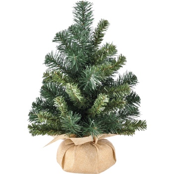 Preview: Künstlicher Weihnachtsbaum 40 cm, Mini Tannenbaum in Jute-Optik Sack, kleiner Christbaum ungeschmückt für Tischdeko, Fensterbank & Advent, grün
