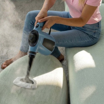 Preview: Handdampfreiniger 1050 W mit 10 Zubehörteilen, Dampfreiniger mit 3,5 bar und 0,35 l Wassertank für Küche, Bad, Fenster, Polster und Fugen, 4 m Kabel