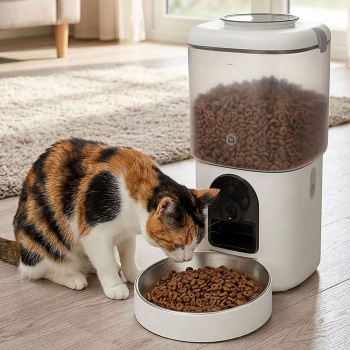 Futterautomat für Katzen und Hunde mit Kamera und App, WLAN Futterspender 4,5 l mit 2K Live-Video, Zwei-Wege-Audio, Portionierung und Edelstahlnapf