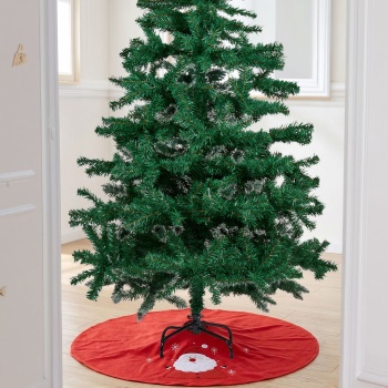 Preview: Set naturgetreuer künstlicher Tannenbaum 180cm mit 650 Zweigen & rote Weihnachtsbaumdecke 90cm für perfekte Weihnachtsdeko