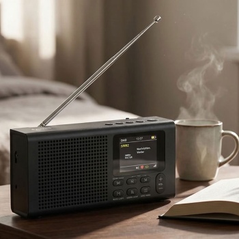 Preview: DAB+ Radio tragbar mit Bluetooth und Weckfunktion im Set mit 20 AA Batterien, Digitalradio DAB+ und UKW, Farbdisplay, Netz- oder Batteriebetrieb, schwarz