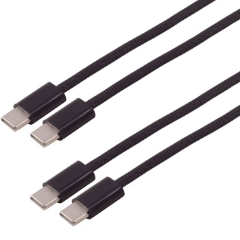 2er-Set USB-C Ladekabel 1,8 m 240W, USB-C auf USB-C Kabel schwarz mit Textilgeflecht, PD 3.1 Schnellladekabel und USB 2.0 Datenkabel für Notebook, Tablet, Handy