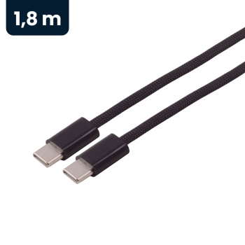 Preview: USB-C Ladekabel 1,8 m 240W, USB-C auf USB-C Kabel schwarz mit Textilgeflecht, PD 3.1 Schnellladekabel und USB 2.0 Datenkabel für Notebook, Tablet, Handy