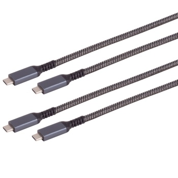 2er-Set USB-C Kabel mit 100W Ladeleistung, 1 m, USB 3.2 Gen 2 Datenkabel mit 10 Gbit/s und 4K Video, USB-C auf USB-C Ladekabel Textil für Laptop, Monitor, SSD